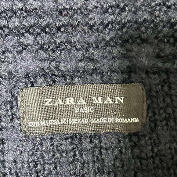 Zara Man Sweater Men’s Small/Medium Wool Blend Cable Knit Navy Grampacore *Read - Picture 4 of 8
